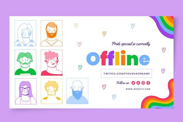 Hand drawn pride month twitch background