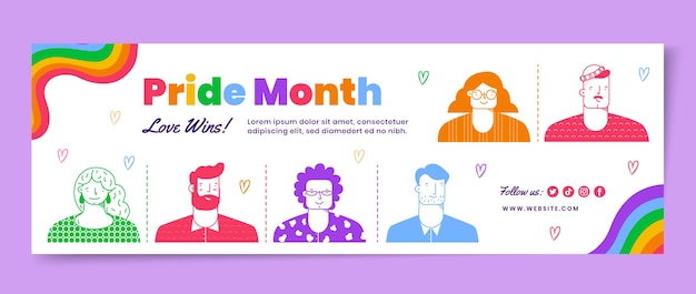 Hand drawn pride month twitter header