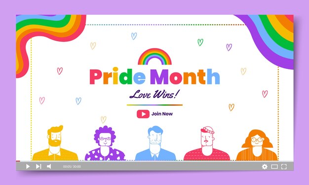Free vector hand drawn pride month youtube thumbnail
