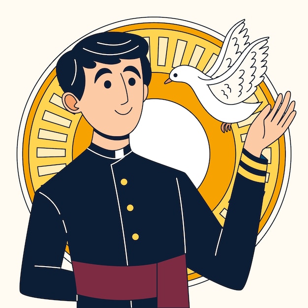 Hand drawn priest cartoon illustration