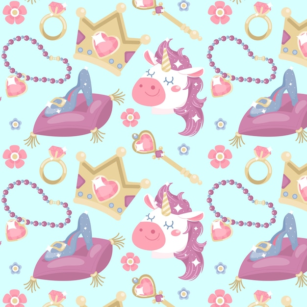 Hand drawn princess pattern design