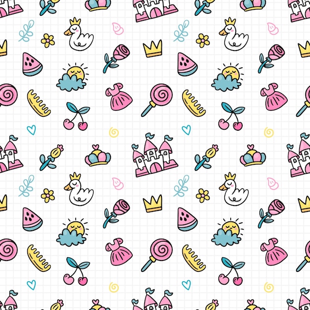 Free vector hand drawn princess pattern design