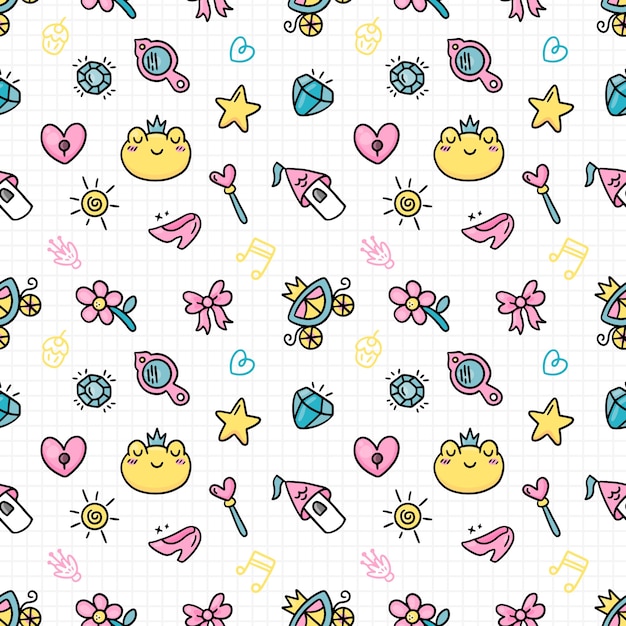 Free vector hand drawn princess pattern design