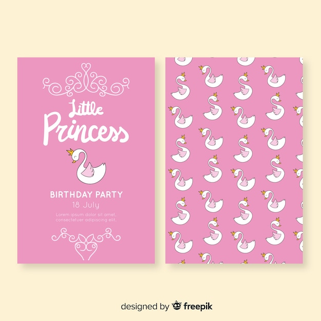 Hand drawn princess style birthday card