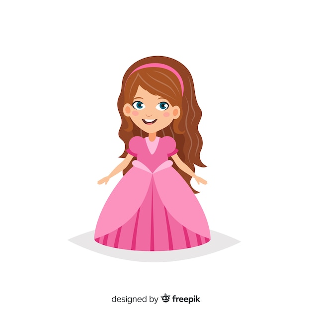 ピンクのドレスと手描きの王女