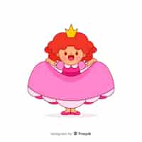 Free vector hand drawn princess with pink dress