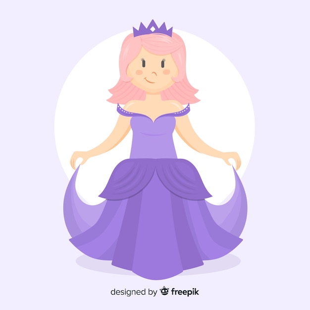 Hand drawn princess with purple dress