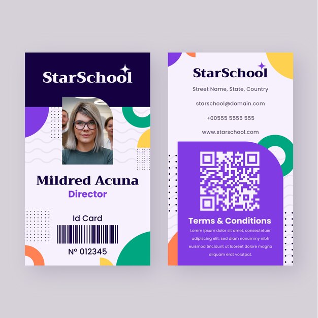 hand drawn private school id card