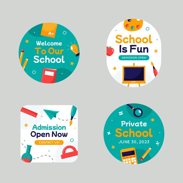 Free vector hand drawn private school labels