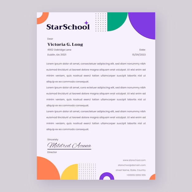 Free vector hand drawn private school letterhead