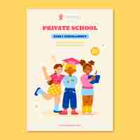 Vettore gratuito modello di poster di scuola privata disegnato a mano