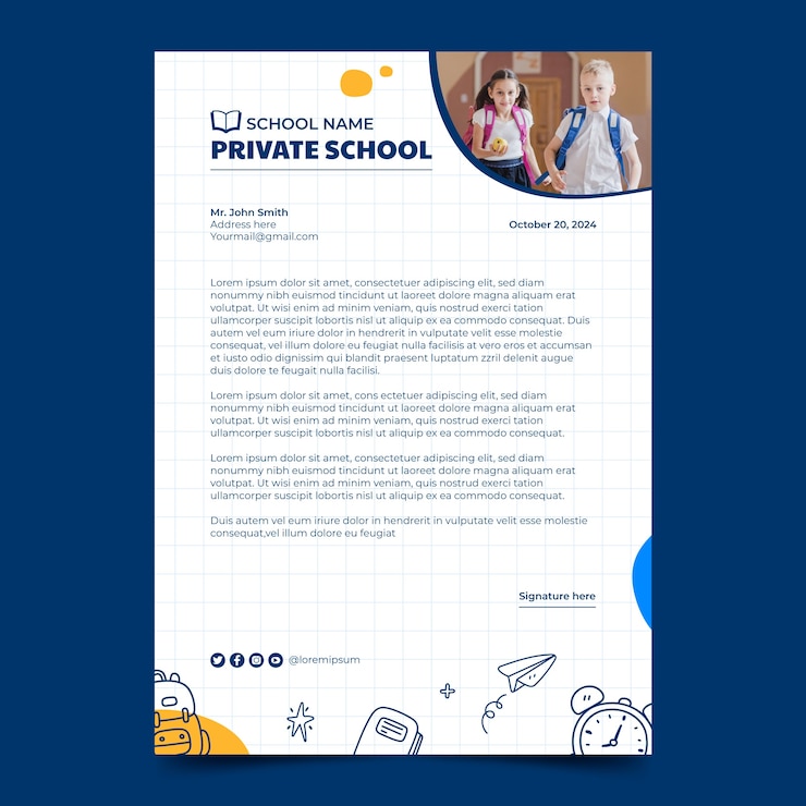 Free Vector hand drawn private school template design