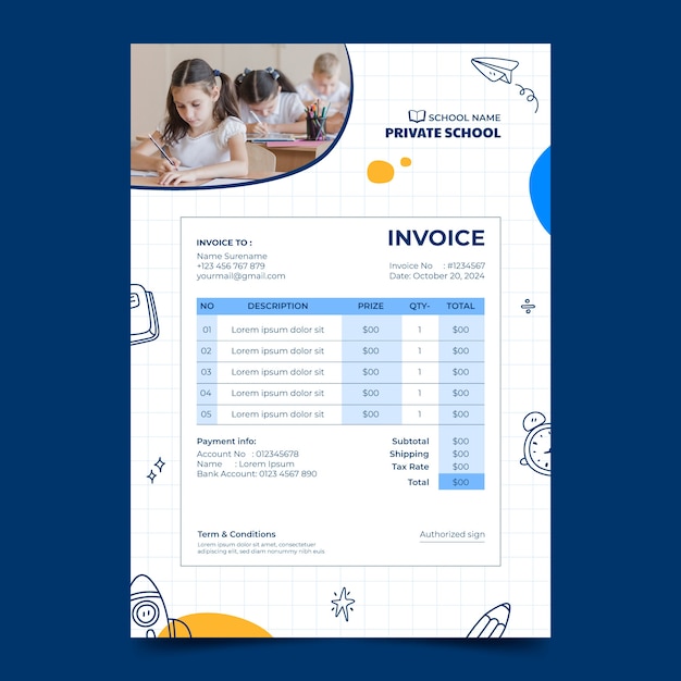 無料ベクター 手描きの私立学校のテンプレート デザイン