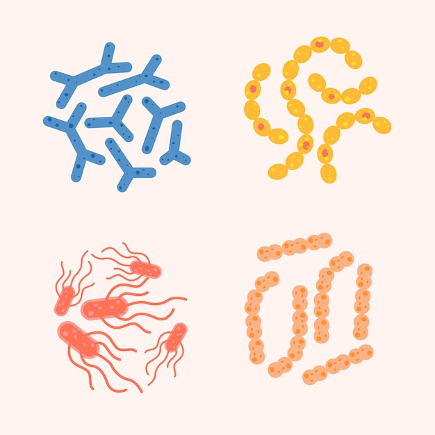 Нарисованная рукой иллюстрация пробиотиков и пребиотиков