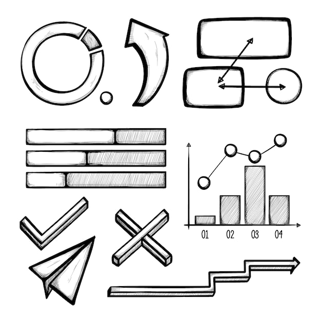 Elementi infographic professionali disegnati a mano