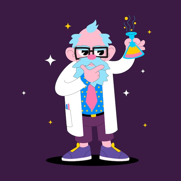 Hand drawn professor cartoon illustration