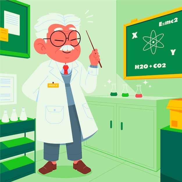 Free vector hand drawn  professor cartoon illustration