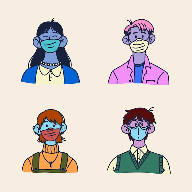 Hand drawn profile icon set