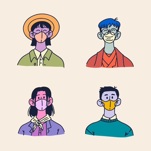 Hand drawn profile icon set