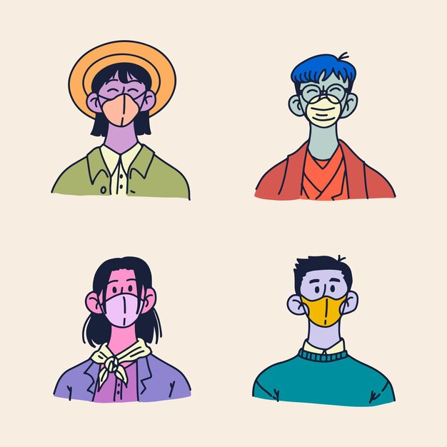 Hand drawn profile icon set