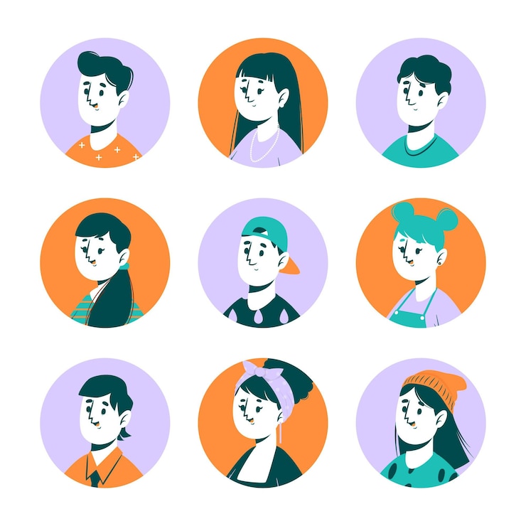 Free Vector hand drawn profile icon set