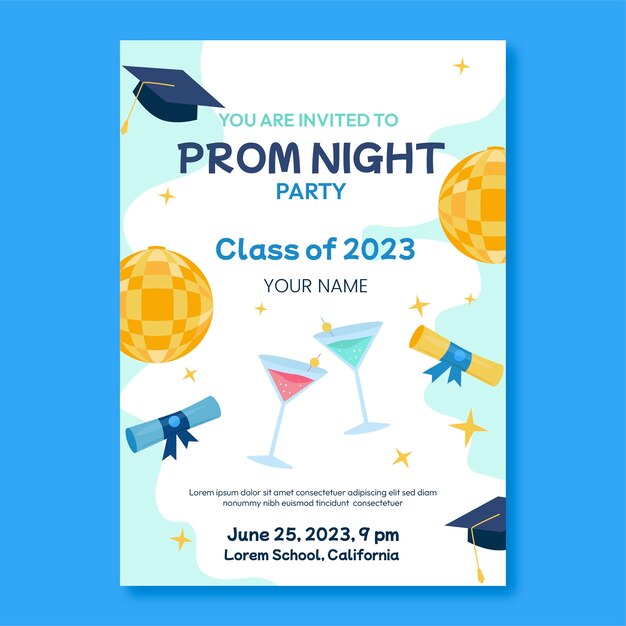 Hand drawn prom invitation template