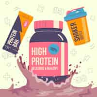 Free vector hand drawn protein shake illustration