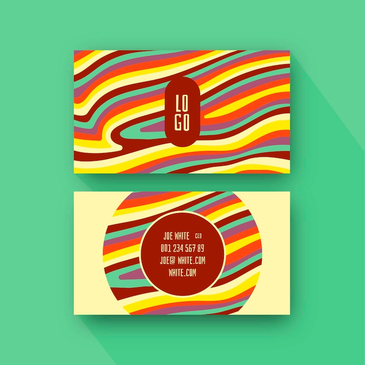 Free Vector hand drawn psychedelic business cards template
