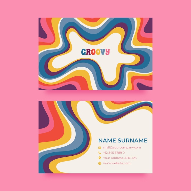 Free Vector hand drawn psychedelic business cards