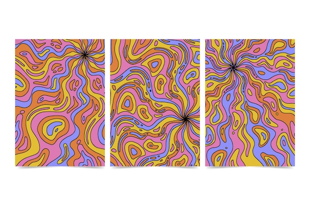 Free vector hand drawn psychedelic cover collection