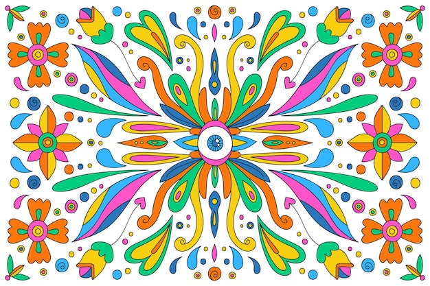 Hand drawn psychedelic groovy background