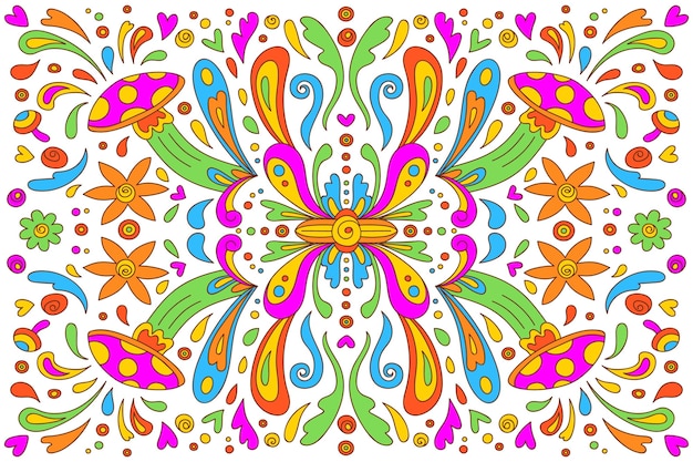 Free vector hand drawn psychedelic groovy background