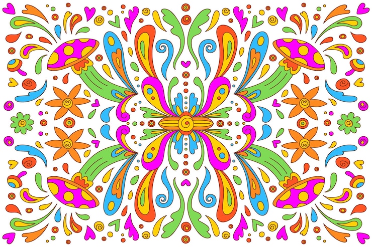 Free Vector hand drawn psychedelic groovy background
