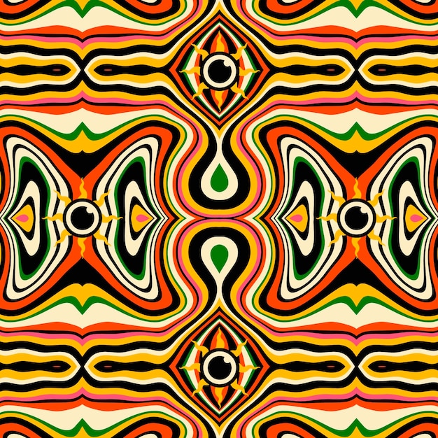 Hand drawn psychedelic style pattern