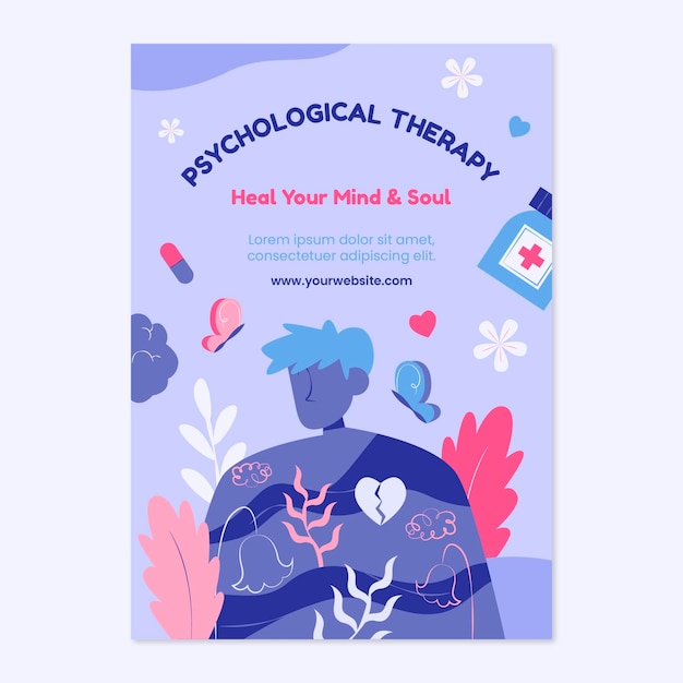 Hand drawn psychologist help poster template