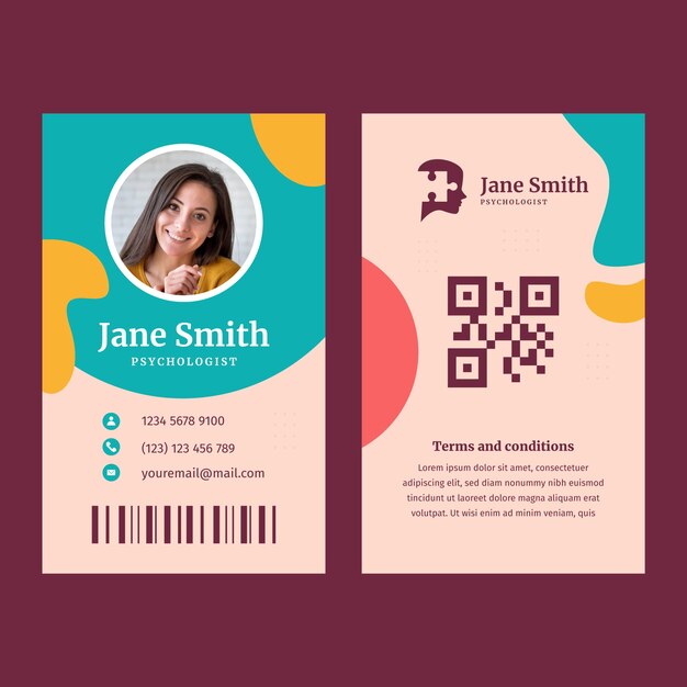 hand drawn psychologist id card