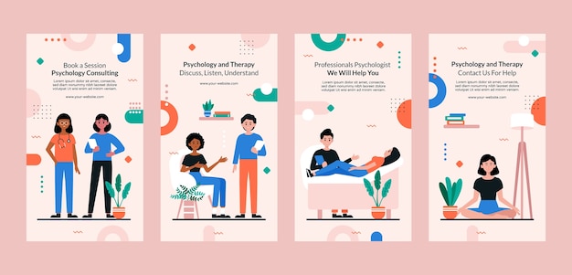 Hand drawn psychologist instagram stories template