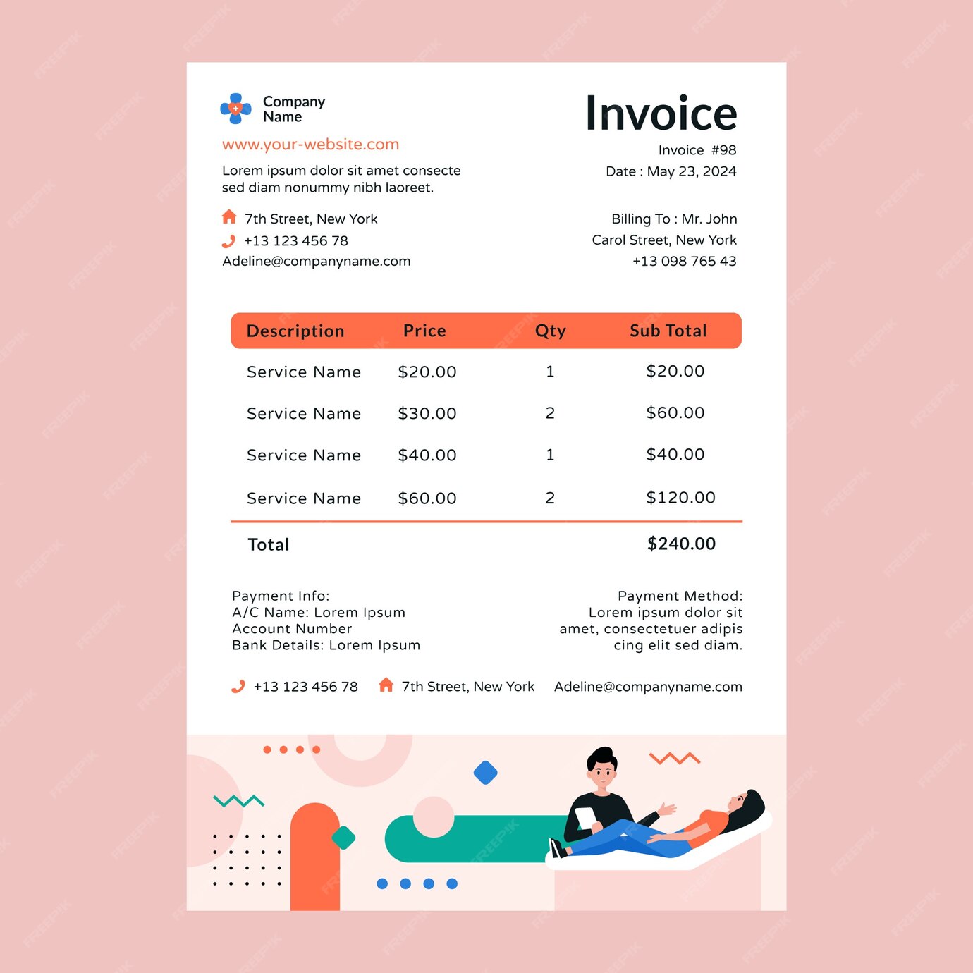 Free Vector | Hand drawn psychologist invoice template