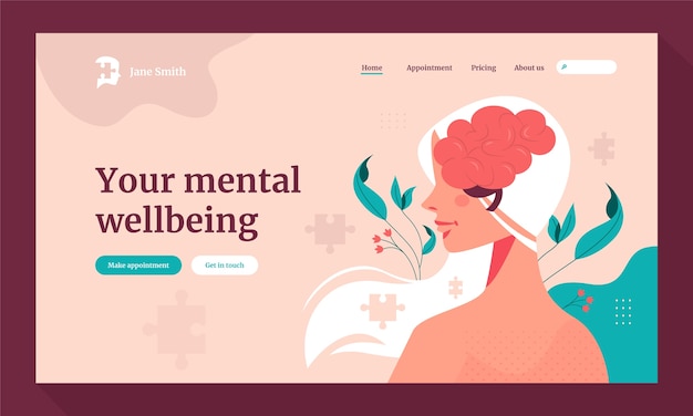 Free vector hand drawn psychologist landing page template