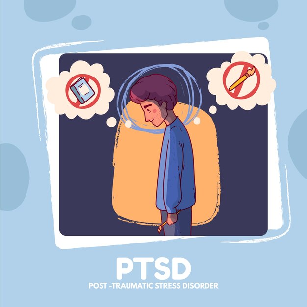 Vettore gratuito illustrazione ptsd disegnata a mano