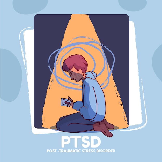 무료 벡터 손으로 그린 ptsd 그림