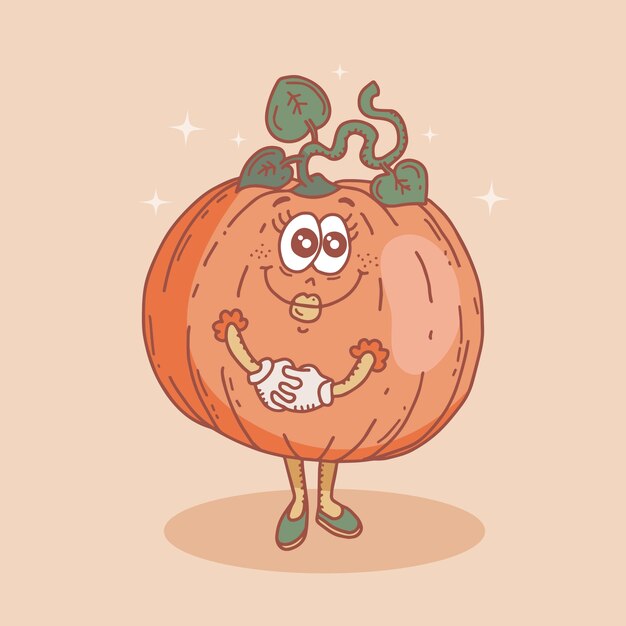 Hand drawn pumpkin cartoon illustration