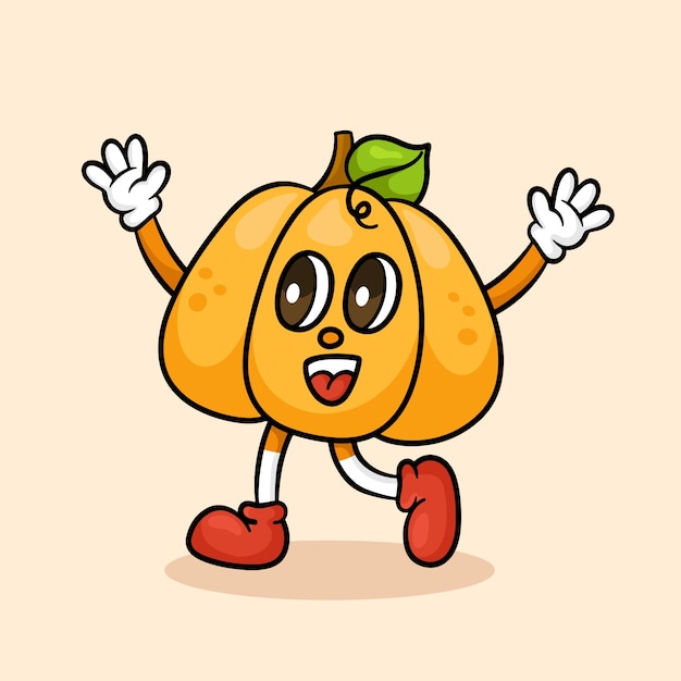 Hand drawn pumpkin cartoon illustration