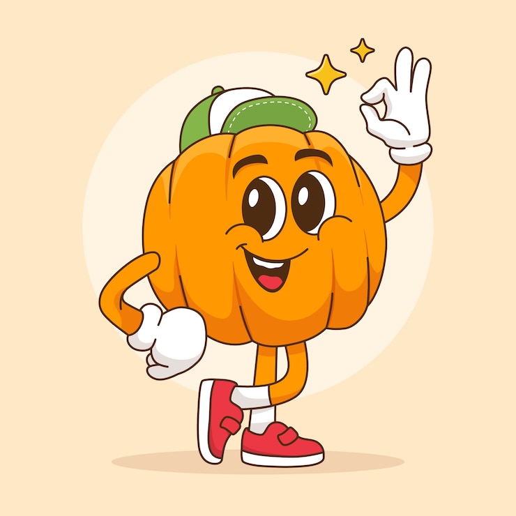 무료 Vector 손으로 그린 호박 만화 일러스트레이션