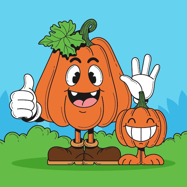 Hand drawn pumpkin cartoon illustration