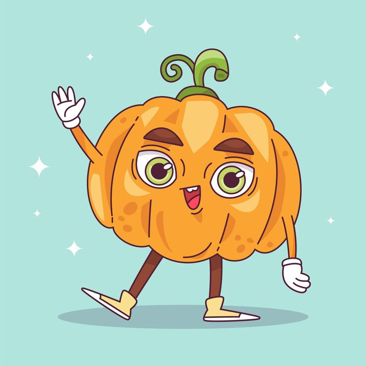 무료 Vector 손으로 그린 호박 만화 그림