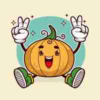 Free vector hand drawn pumpkin cartoon illustration