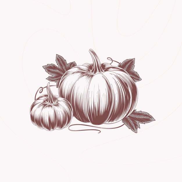 Hand drawn pumpkin drawing illustration