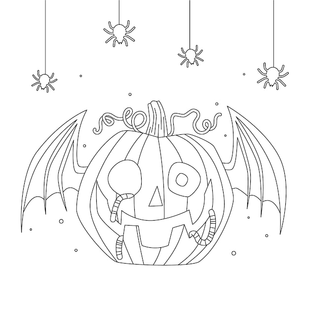 Hand drawn pumpkin outline illustration