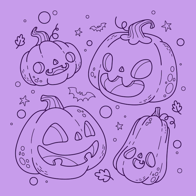 Hand drawn pumpkin outline illustration